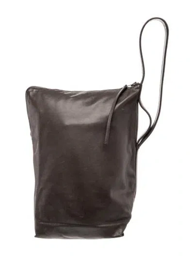 Pre-owned Rick Owens Leather Bucket Bag In Gray