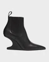 Rick Owens Ankle Boot With Pointed Toe And Sculptural Heel In Black