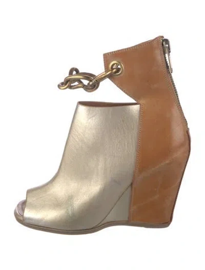 Pre-owned Rick Owens Leather Chain-link Accents Boots In Brown
