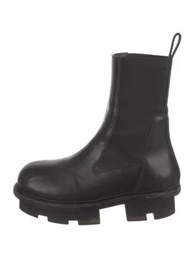Pre-owned Rick Owens Leather Chelsea Boots In Black