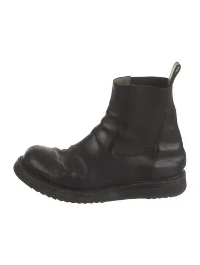 Pre-owned Rick Owens Leather Chelsea Boots In Black