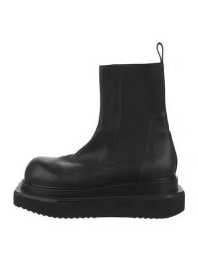 Pre-owned Rick Owens Leather Chelsea Boots In Black