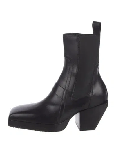 Pre-owned Rick Owens Leather Chelsea Boots In Black