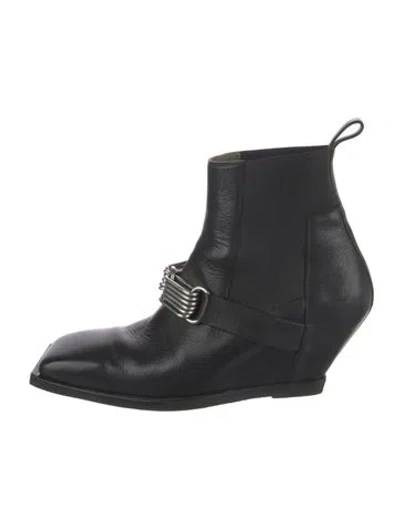 Pre-owned Rick Owens Leather Chelsea Boots In Black