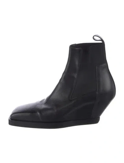 Pre-owned Rick Owens Leather Chelsea Boots In Black
