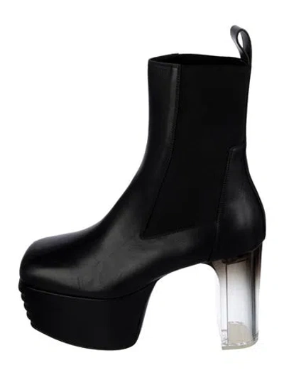 Pre-owned Rick Owens Leather Chelsea Boots In Black