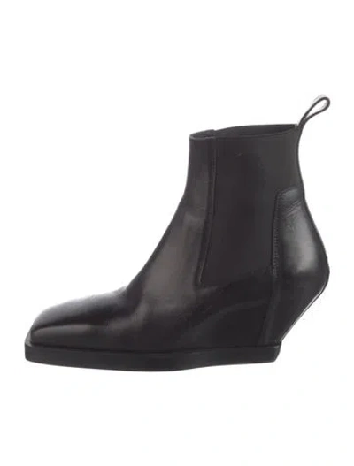 Pre-owned Rick Owens Leather Chelsea Boots In Black