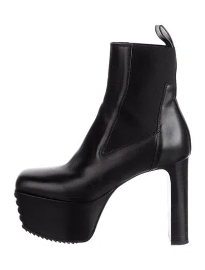 Pre-owned Rick Owens Leather Chelsea Boots In Black