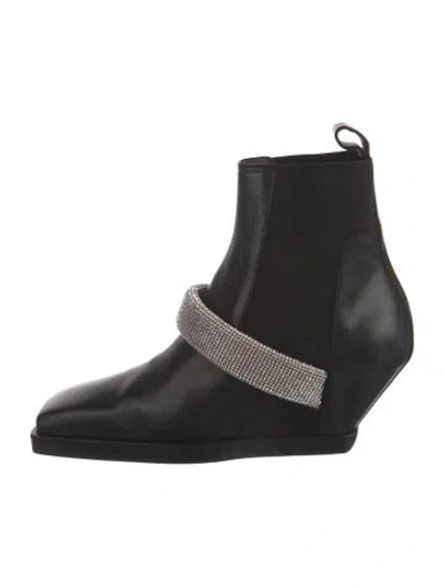 Pre-owned Rick Owens Leather Chelsea Boots In Black