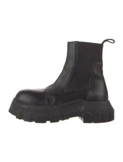 Pre-owned Rick Owens Leather Chelsea Boots In Black