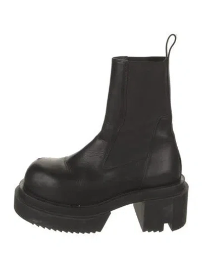 Pre-owned Rick Owens Leather Chelsea Boots In Black