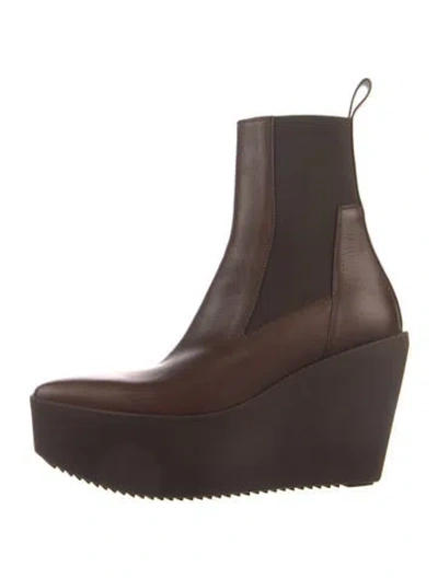 Pre-owned Rick Owens Leather Chelsea Boots In Brown