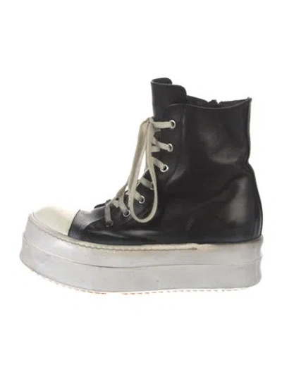Pre-owned Rick Owens Leather Chunky Sneakers In Black