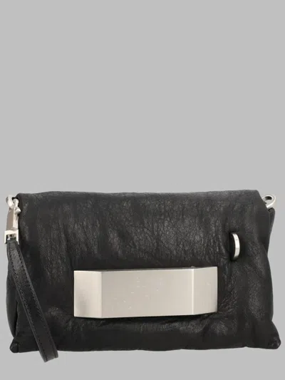 Rick Owens Leather Clutch Bag With Detachable Strap In Black