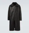 Rick Owens Leather Coat In Black