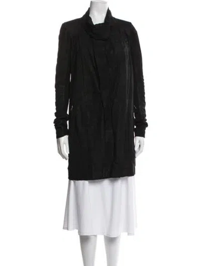 Pre-owned Rick Owens Leather Coat In Black