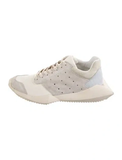Pre-owned Rick Owens Leather Colorblock Pattern Athletic Sneakers In Neutral