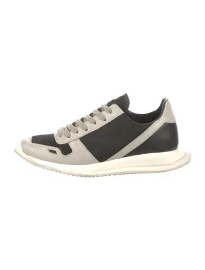 Pre-owned Rick Owens Leather Colorblock Pattern Sneakers In Gray