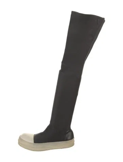 Pre-owned Rick Owens Leather Colorblock Pattern Sock Sneakers In Black