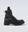 Rick Owens Leather Combat Boots In Black