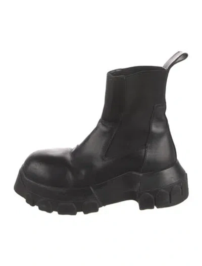 Pre-owned Rick Owens Leather Combat Boots In Black
