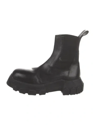 Pre-owned Rick Owens Leather Combat Boots In Black