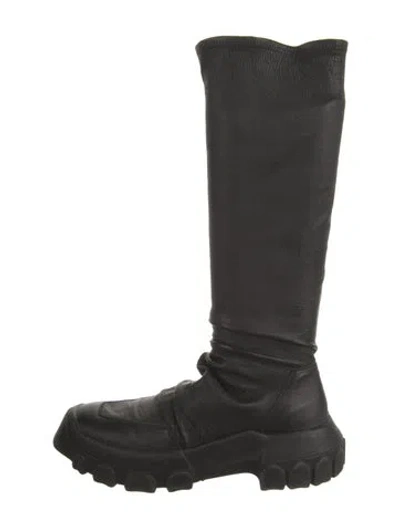 Pre-owned Rick Owens Leather Combat Boots In Black