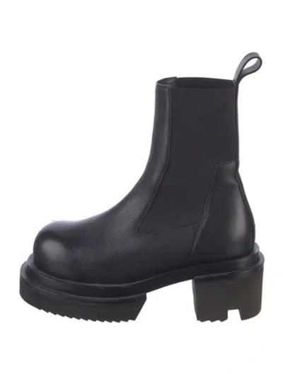 Pre-owned Rick Owens Leather Combat Boots In Black