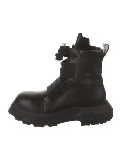 Pre-owned Rick Owens Leather Combat Boots In Black