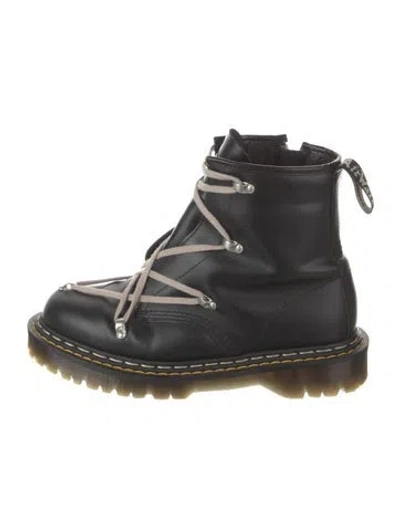 Pre-owned Rick Owens Leather Combat Boots In Black