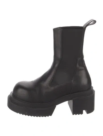 Pre-owned Rick Owens Leather Combat Boots In Black