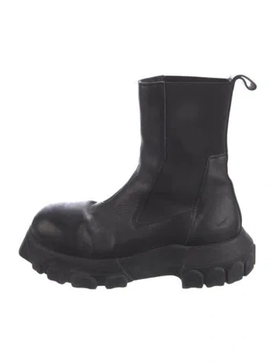 Pre-owned Rick Owens Leather Combat Boots In Black