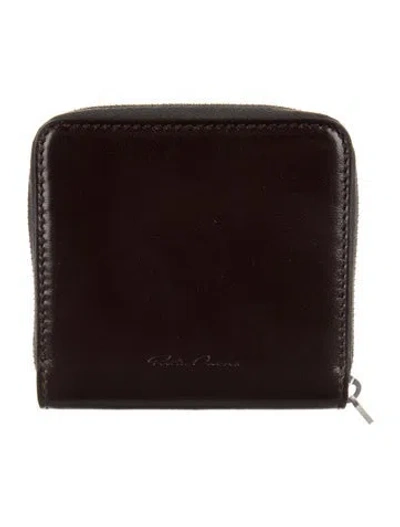 Pre-owned Rick Owens Leather Compact Wallet In Brown