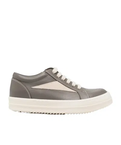Rick Owens Leather Contrast-panel Sneakers In White
