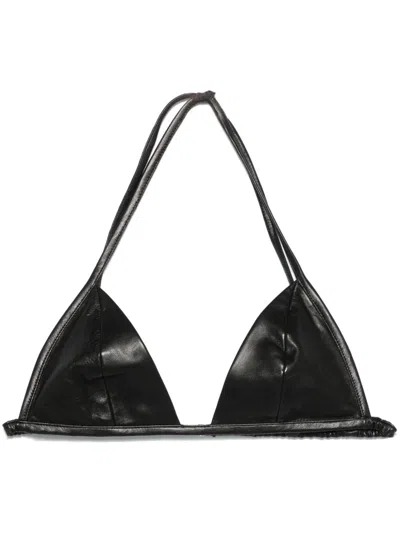 Rick Owens Leather Crop Top In Black