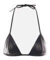 Rick Owens Snake Print Leather Triangle Bra In Black