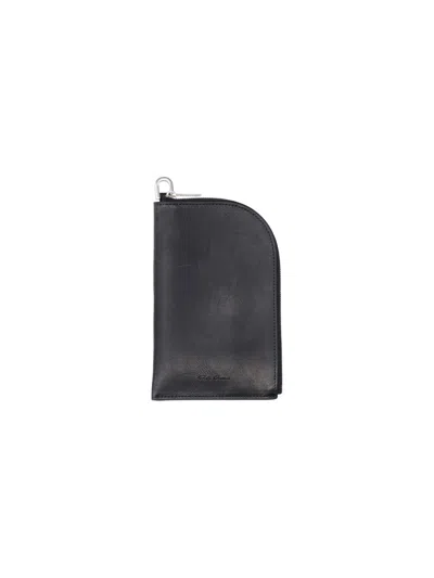 Rick Owens Logo-embossed Leather Wallet In Gray