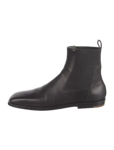 Pre-owned Rick Owens Leather Cutout Accent Chelsea Boots In Black