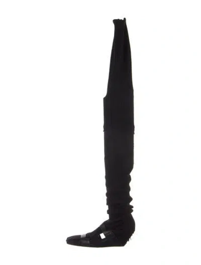 Pre-owned Rick Owens Leather Cutout Accent Lace-up Boots In Blue