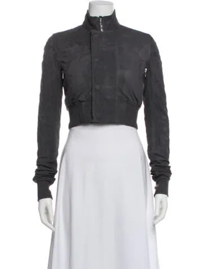 Pre-owned Rick Owens Leather Denim Jacket In Gray