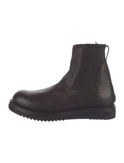 Pre-owned Rick Owens Leather Distressed Accents Chelsea Boots In Burgundy