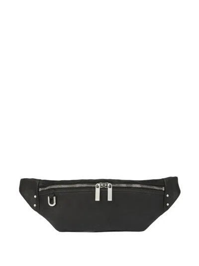 Rick Owens Leather Double-zip Belt Bag In Black