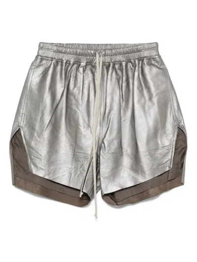 Rick Owens Leather Drawstring Shorts In Multi