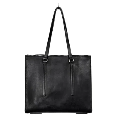 Pre-owned Rick Owens Leather Edith Zipper Tote Bag In Black