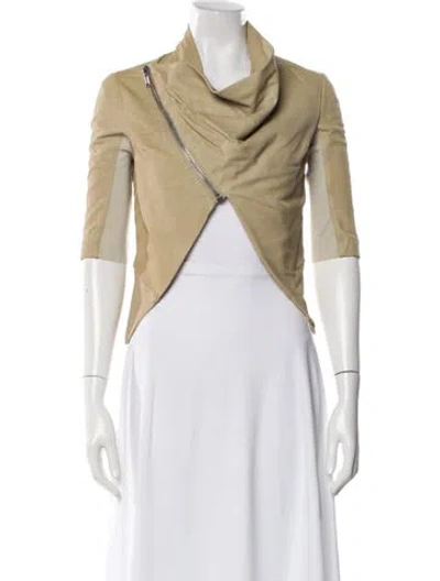 Pre-owned Rick Owens Leather Evening Jacket In Neutral