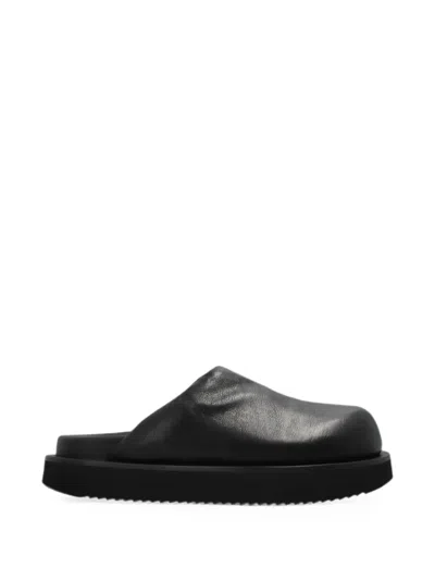 Rick Owens Leather Flat Mules In Black