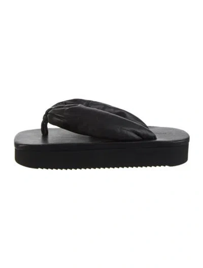 Pre-owned Rick Owens Leather Flip Flops In Black