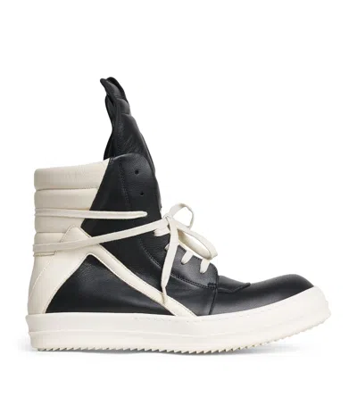 Rick Owens Leather Geobasket High-top Sneakers In Black