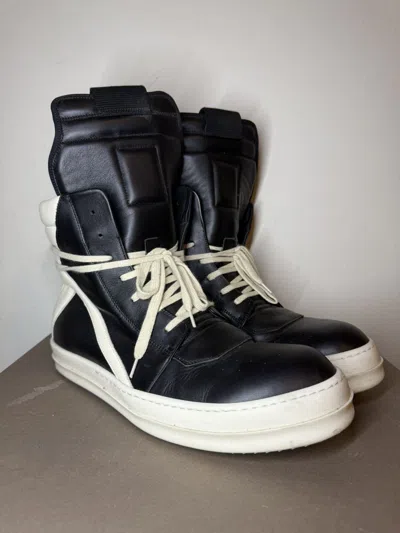 Pre-owned Rick Owens Leather Geobaskets 45 Shoes In Black