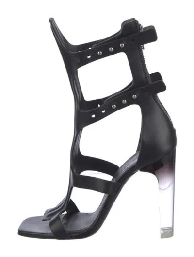 Pre-owned Rick Owens Leather Gladiator Sandals In Black